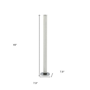 49" White Metal LED Column Floor Lamp With Clear Acrylic Drum Shade