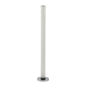 49" White Metal LED Column Floor Lamp With Clear Acrylic Drum Shade