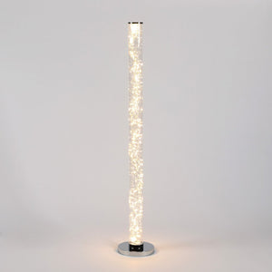 49" White Metal LED Column Floor Lamp With Clear Acrylic Drum Shade
