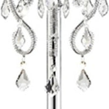 63" Silver Three Light Candelabra Floor Lamp With White Acrylic Drum Shade