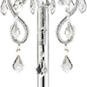 63" Silver Three Light Candelabra Floor Lamp With White Acrylic Drum Shade