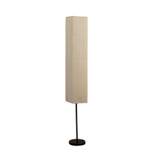63" Black And Off White Column Floor Lamp With Off White Paper Rectangular Shade