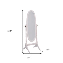 60" White Oval Wood Framed Freestanding Cheval Mirror