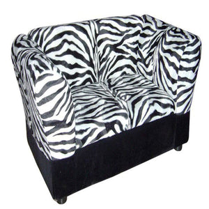 20" Zebra Print Upholstered Club Chair Style Dog Bed