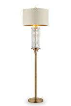 62" Gold Column Floor Lamp With Off White Metal Drum Shade