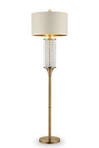 62" Gold Column Floor Lamp With Off White Metal Drum Shade