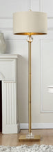 63" Gold Column Floor Lamp With Off White Metal Drum Shade