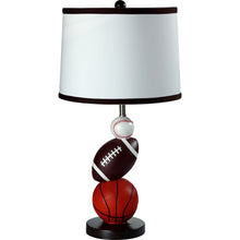 25" Black Whimsical Sports Themed Table Bedside Lamp With Drum Shade