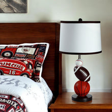 25" Black Whimsical Sports Themed Table Bedside Lamp With Drum Shade