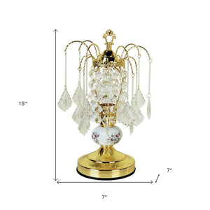 15" Gold Ceramic Bedside Table Lamp