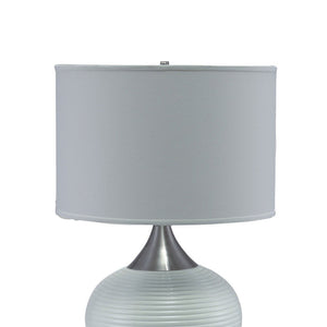 25" Silver Gourd Bedside With White Shade