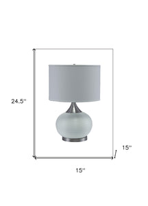 25" Silver Gourd Bedside With White Shade