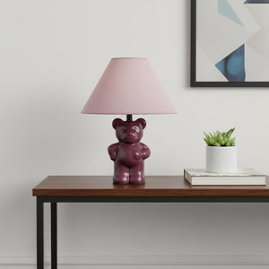 13" Pink Bedside Table Lamp With Pink Empire Shade