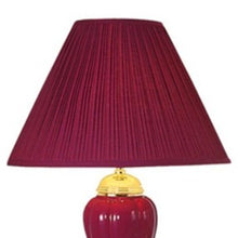 Set Of Three 64" Gold Ceramic Bedside Floor and Table Lamp Set With Red Empire Shade
