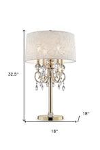 33" Gold Metal Four Light Bedside Table Lamp With Gold Shade