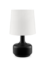 17" Black Metal Bedside Table Lamp With White Shade