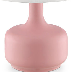 17" Blue Metal Bedside Table Lamp With White Shade