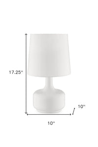 17" Blue Metal Bedside Table Lamp With White Shade