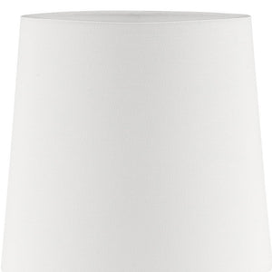 24" White Metal Bedside Table Lamp With Off-White Shade