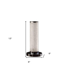 13” Modern White Sand Crystal And Steel Table Lamp