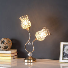 19" Gold Two Light Bedside Table Lamp With Clear Novelty Shade