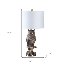 28”  Antiqued Silver Resin Owl Table or Desk Lamp