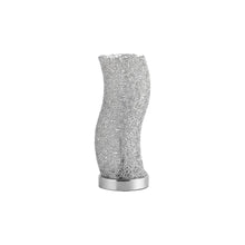 12" Silver Bedside Table Lamp With Silver Swirl Novelty Shade