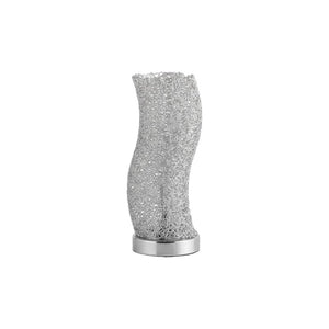 12" Silver Bedside Table Lamp With Silver Swirl Novelty Shade