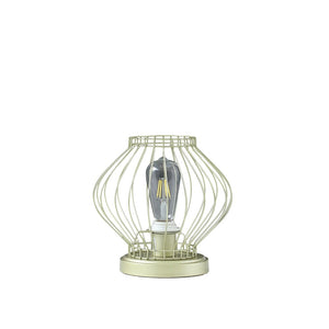 10" Gold Bedside Table Lamp With Gold Cage Shade