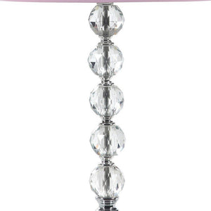 22" Crystal With Pink And White Dot Shade Table Lamp