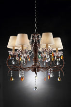 Burnished Bronze Hanging Ceiling Lamp with Clear and Amber Crystals