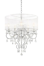 Glam Silver Faux Crystal Hanging Celing Lamp with See Thru Shade