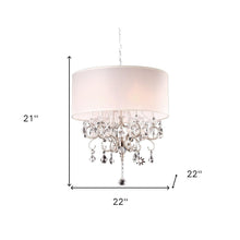 Glam Silver Crystals and White Shade Chandelier