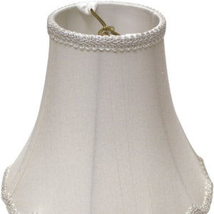 12" White Slanted Scallop Bell Monay Shantung Lampshade