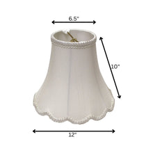 12" White Slanted Scallop Bell Monay Shantung Lampshade