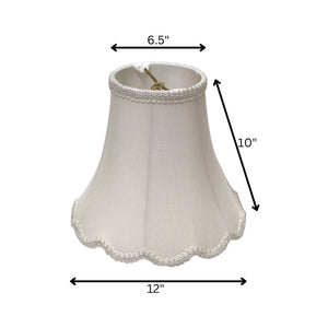 12" White Slanted Scallop Bell Monay Shantung Lampshade
