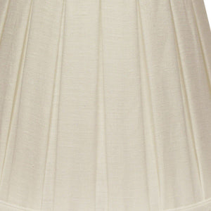 14" White Slanted Linen Lampshade with Box Pleat