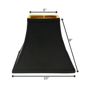 10" Black with Gold Lining Square Bell Shantung Lampshade