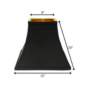 12" Black with Gold Lining Square Bell Shantung Lampshade