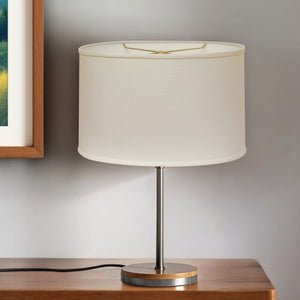 18" White Throwback Oval Linen Lampshade