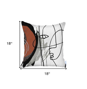 18" X 18" Black And Red Abstract Zippered Handmade Polyester Throw Pillow Cover