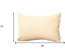 Set of Two 12" X 20" Ivory Fabric Lumbar Throw Pillows
