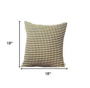 Set of Two 18" Yellow and Black Houndstooth Fabric Throw Pillows