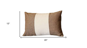 Set Of Two 20" X 12" Brown And Grey Polyester Geometric Zippered Pillow