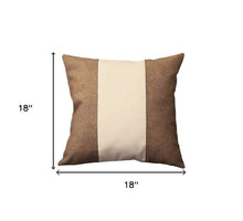 Set of Two 18" Brown and Ivory Color Block Fabric Throw Pillows