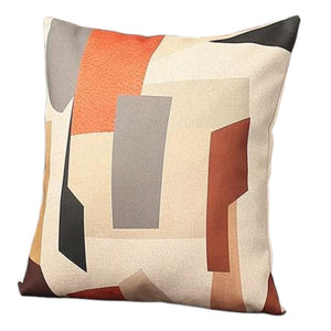 Set Of Two 18" X 18" Gray Black White Red And Brown Polyester Abstract Zippered Pillow