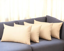 Set of Four 12" X 20" Ivory Fabric Lumbar Throw Pillows