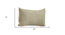 Set of Four 12" X 20" Yellow and Black Houndstooth Fabric Lumbar Throw Pillows