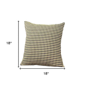 Set of Four 18" Yellow and Black Houndstooth Fabric Throw Pillows