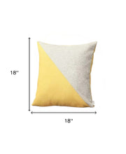 Set of Four 18" Yellow and Gray Color Block Fabric Throw Pillows